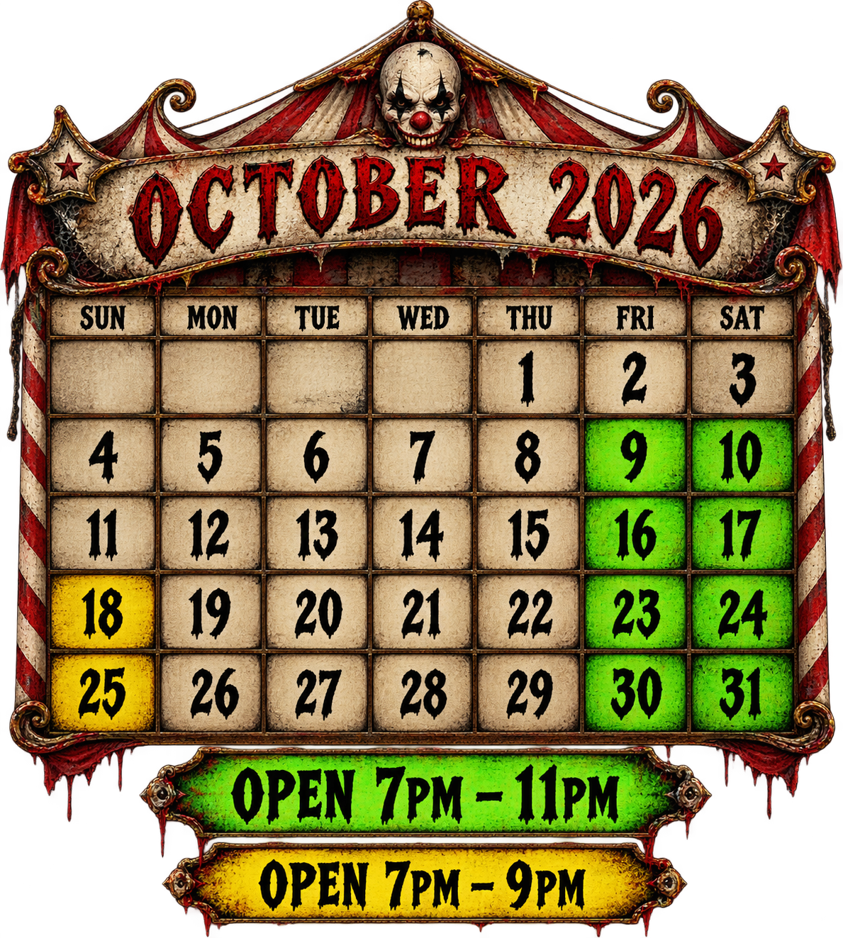 2026 Terror At The Fair Schedule
